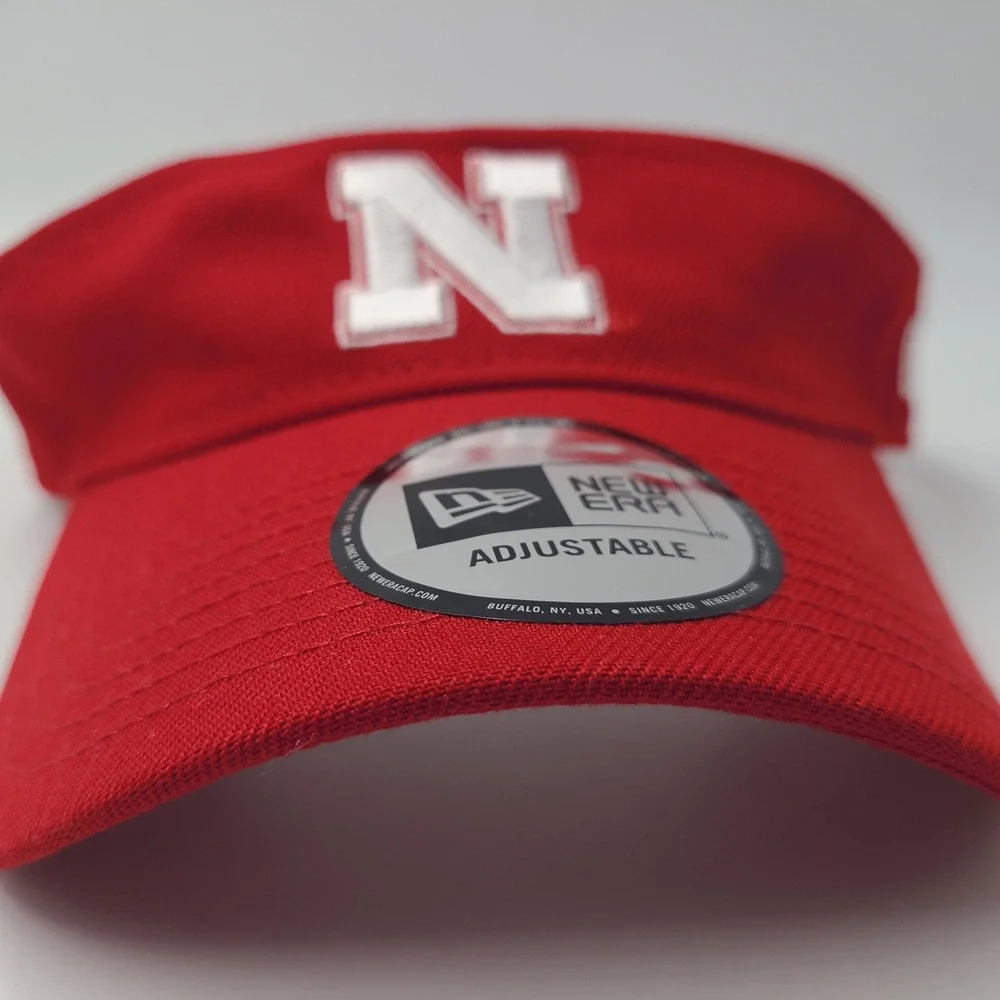 Nebraska Cornhuskers Visor Hat Adjustable New Era Red White NCAA University Men